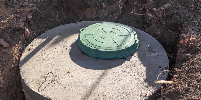 Septic Tank Made Of Concrete Rings With A Hatch For A Private Country House